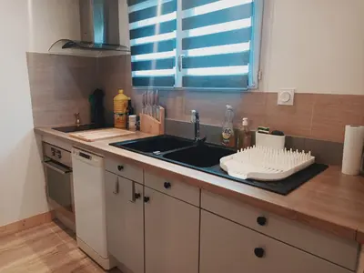 Cuisine ou kitchenette dans l'établissement Le hangar de mamie