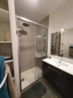 Salle de bains dans l'établissement APPARTEMENT CENTRE VILLE AU CALME JARDIN et PARKING PUBLIC
