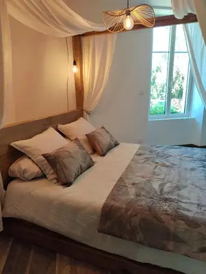 Un ou plusieurs lits dans un hébergement de l'établissement Les Chambres des Ardillers