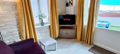 Télévision ou salle de divertissement dans l'établissement Le Cosyhome de Fontenay I Grand Parking & Netflix & Salon de Jardin