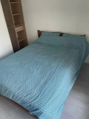 Un ou plusieurs lits dans un hébergement de l'établissement Charmant appartement avec parking privée