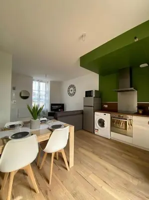Cuisine ou kitchenette dans l'établissement LOFT Jardin et Spa