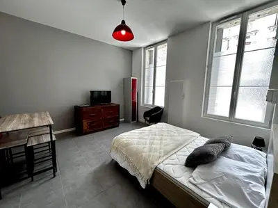 Un ou plusieurs lits dans un hébergement de l'établissement Le République - Logements avec jardin situés en plein cœur de ville et proche des thermes