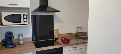 Cuisine ou kitchenette dans l'établissement logement avec terrasse