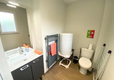 Salle de bains dans l'établissement Aux Pommiers - Poitiers CHU - CAMPUS - La Conciergerie