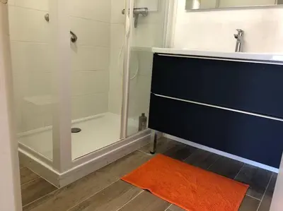 Salle de bains dans l'établissement Moulin de l’aubier