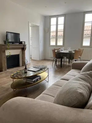 Coin salon dans l'établissement Magnifique appartement - Hyper centre Vieux Cognac