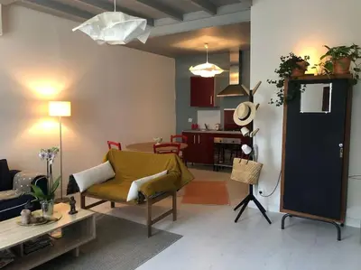 Coin salon dans l'établissement Jarnac, charmante maison au bord du fleuve