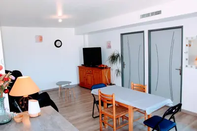 Télévision ou salle de divertissement dans l'établissement Le 16 BIS Appart Climatisé PMR