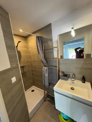 Salle de bains dans l'établissement Chambre à la campagne