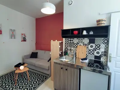 Cuisine ou kitchenette dans l'établissement Studio hypercentre proche Vieux Marché