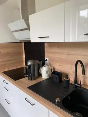 Cuisine ou kitchenette dans l'établissement Appartement T4 et Parking à 3km du Futuroscope