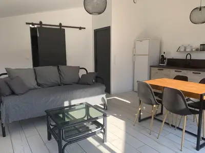 Cuisine ou kitchenette dans l'établissement VIDAGO maison neuve tout confort avec terrasse privée