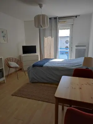 Télévision ou salle de divertissement dans l'établissement Les Jasmins d'Aytré