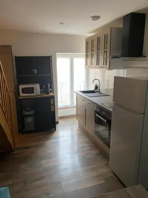 Cuisine ou kitchenette dans l'établissement 3 appartements T1 meublé Lussac 86320
