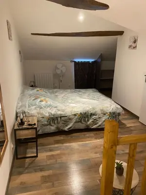 Un ou plusieurs lits dans un hébergement de l'établissement 3 appartements T1 meublé Lussac 86320