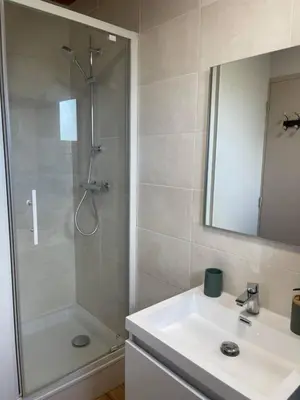 Salle de bains dans l'établissement Maisons Martigny B - Proche Futuroscope et Aquascope