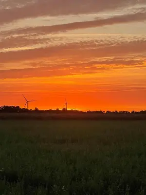 Lever ou coucher de soleil vu de la maison de vacances ou à proximité