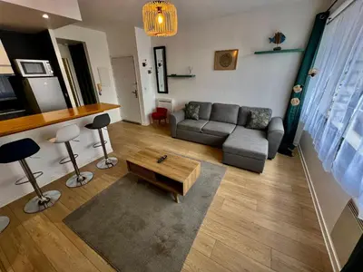 Coin salon dans l'établissement Le Saint-Hilaire - appartement calme + parking