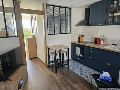 Cuisine ou kitchenette dans l'établissement Petit Appart proche IMA