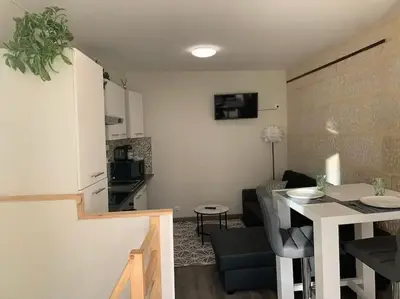 Cuisine ou kitchenette dans l'établissement Le cocon T2 duplex 24 m2