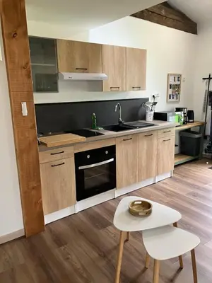 Cuisine ou kitchenette dans l'établissement Le Pressoir