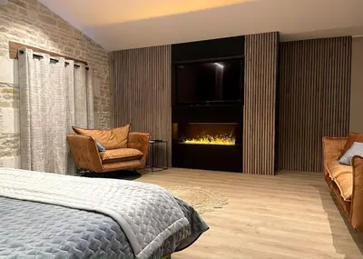 Coin salon dans l'établissement Logement spa privatif proche Niort et La Rochelle