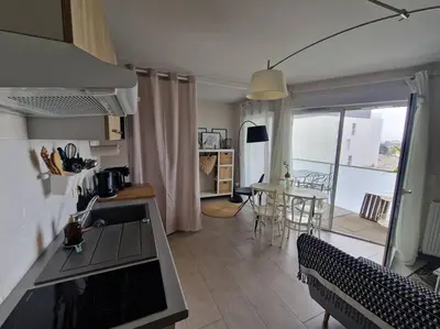 Cuisine ou kitchenette dans l'établissement Ambre Appart-Wifi-Terrasse-Parking-Terrasse-2 couchages