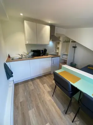 Cuisine ou kitchenette dans l'établissement Le repos des Thermes