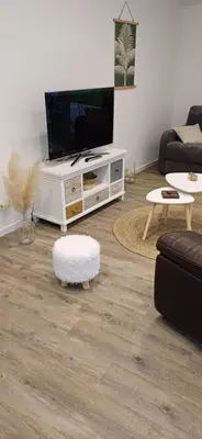 Télévision ou salle de divertissement dans l'établissement Maison calme au bord de l'eau