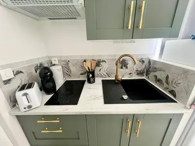 Cuisine ou kitchenette dans l'établissement Cabane au Bord du Lac - Les Jardins de Vandré - Parc Jeux Tennis Spa Nature - IDEAL FAMILLE