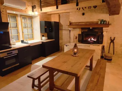 Cuisine ou kitchenette dans l'établissement La forge SPA