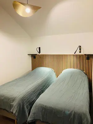 Un ou plusieurs lits dans un hébergement de l'établissement Maison à la campagne proche du futuroscope, Aquascope 6pers