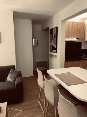 Coin salon dans l'établissement Appartement moderne Wifi Fibre et Parking privé gratuit avec balcon et ascenseur