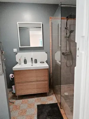 Salle de bains dans l'établissement Maison T2 Meublé à la campagne