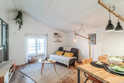 Coin salon dans l'établissement Apt for 3 near the city center La Rochelle