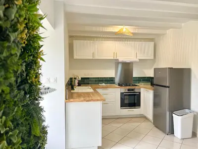 Cuisine ou kitchenette dans l'établissement Villa Verde, magnifique gite à 10 min du Futuroscope