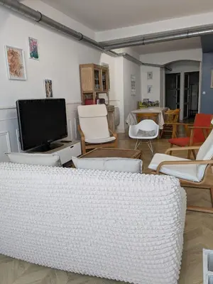 Télévision ou salle de divertissement dans l'établissement Appartement cosy et atypique RDC centre ville