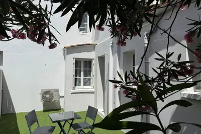 Jardin de l'établissement Le petit Saintonge-cour privée et climatiseur