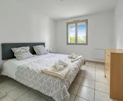 Un ou plusieurs lits dans un hébergement de l'établissement Le Refuge de Garat Piscine Privée
