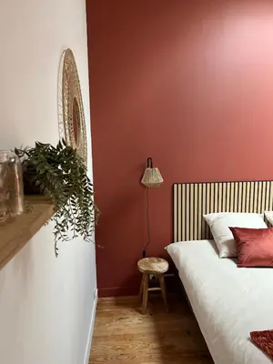 Un ou plusieurs lits dans un hébergement de l'établissement Appartement à la campagne
