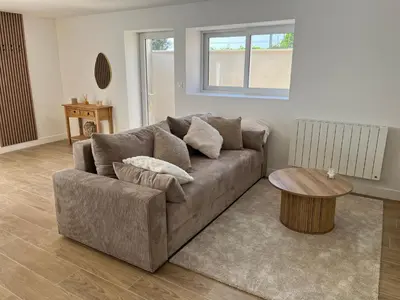 Coin salon dans l'établissement Appartement à la campagne
