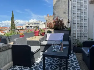 Balcon ou terrasse dans l'établissement Bel appartement proche du marché