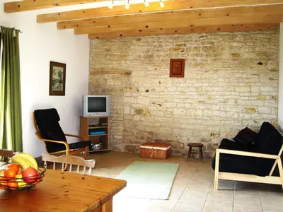 Télévision ou salle de divertissement dans l'établissement Le Noisetier at Les Hiboux Gites