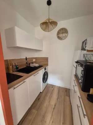 Cuisine ou kitchenette dans l'établissement Charmant studio avec cour privée