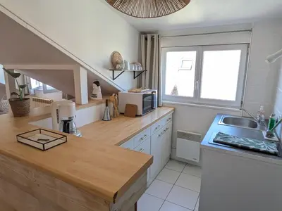 Cuisine ou kitchenette dans l'établissement Studio 3 couchages vue mer