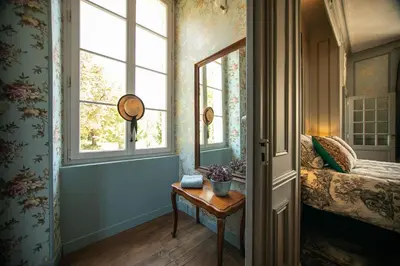Un ou plusieurs lits dans un hébergement de l'établissement Chateau de Russas, chambre d'hote