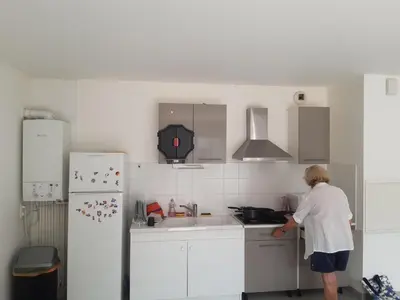 Cuisine ou kitchenette dans l'établissement Les vergers