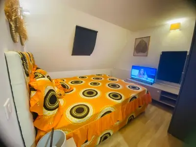 Télévision ou salle de divertissement dans l'établissement Le Colibri, Spacieux T2 bis avec mezzanine, calme et central à Poitiers