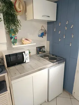 Cuisine ou kitchenette dans l'établissement L''Eden Studio avec jardin, et parking